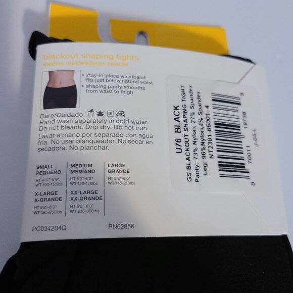 NO NONSENSE GREAT SHAPES BLACKOUT TIGHTS -XL -OPAQUE SHAPE CONTROL BLACK HOSIERY - Picture 5 of 6